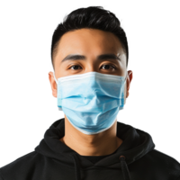 ai gegenereerd Mens slijtage gezicht masker PNG geïsoleerd Aan transparant achtergrond