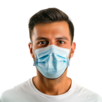 ai gegenereerd Mens slijtage gezicht masker PNG geïsoleerd Aan transparant achtergrond