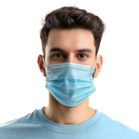 ai gegenereerd Mens slijtage gezicht masker PNG geïsoleerd Aan transparant achtergrond