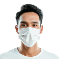 ai gegenereerd Mens slijtage gezicht masker PNG geïsoleerd Aan transparant achtergrond