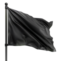 AI generated Blank black flag waving isolated on transparent background png