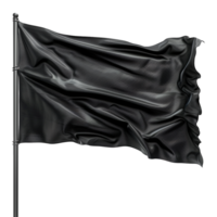 AI generated Blank black flag waving isolated on transparent background png