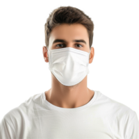 ai gegenereerd Mens slijtage gezicht masker PNG geïsoleerd Aan transparant achtergrond