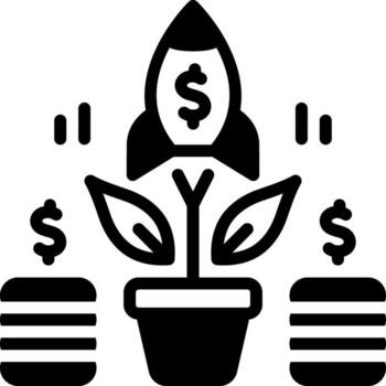 Solid black icon for fund vector