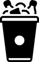 sólido negro icono para basura vector