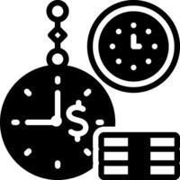 Solid black icon for time money vector