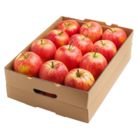 AI generated Apples in cardboard box isolated on transparent background png