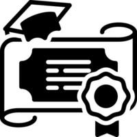 sólido negro icono para diploma vector