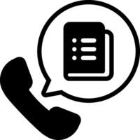 Solid black icon for call list vector