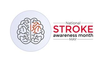 National Stroke awareness month is observed each year during May. Template for background, banner, card, poster design. Vector EPS10 illustration.