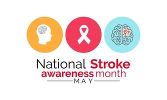 National Stroke awareness month is observed each year during May. Template for background, banner, card, poster design. Vector EPS10 illustration.