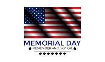 Memorial Day - Remember and honor with dark blue background with stars, stripes, the United States flag. Banner poster, flyer and background design. vector