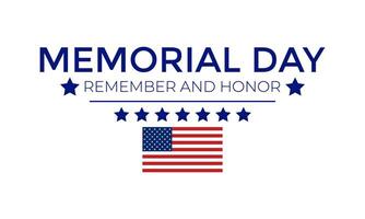 Memorial Day - Remember and honor with dark blue background with stars, stripes, the United States flag. Banner poster, flyer and background design. vector