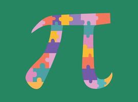 Pi symbol made of puzzle vector