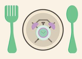 Clock on plate for fasting illustration vector