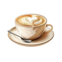 AI generated Latte in coffee cup png isolated on transparent background