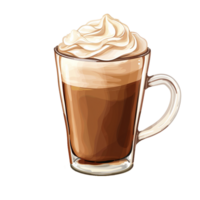 AI generated Latte in coffee cup png isolated on transparent background