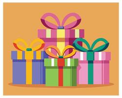 Big pile of colorful wrapped gift boxes stock illustration vector