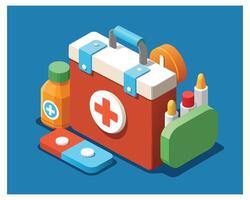 3d First Aid Medicine Box With Plus Icon Vaccinate Concept Vector