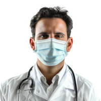 ai gerado médico vestem face mascarar png isolado em transparente fundo