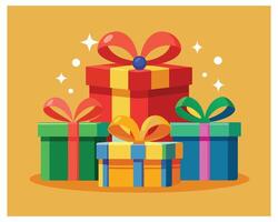 Big pile of colorful wrapped gift boxes stock illustration vector