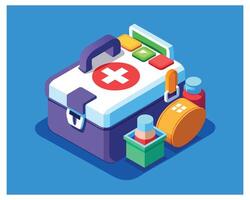 Doctors case with medical tools pills Vector Design illustration