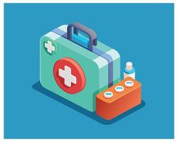 3d First Aid Medicine Box With Plus Icon Vaccinate Concept Vector