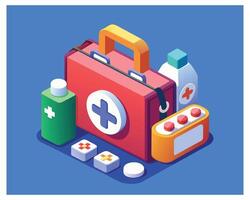 Doctors case with medical tools pills Vector Design illustration