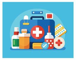 Doctors case with medical tools pills Vector Design illustration