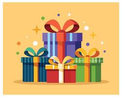 Big pile of colorful wrapped gift boxes stock illustration vector