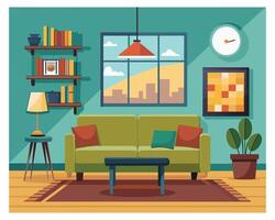 House Interior With Living Room Vectors illustration