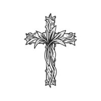 a cross with a flower on it vector