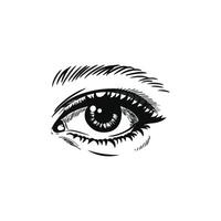an eye is shown in black and white vector