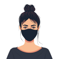 AI generated Girl wearing face mask on transparent background png