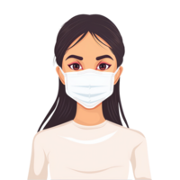 AI generated Girl wearing face mask on transparent background png