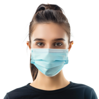 AI generated Girl wearing face mask on transparent background png