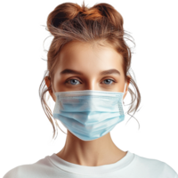 AI generated Girl wearing face mask on transparent background png