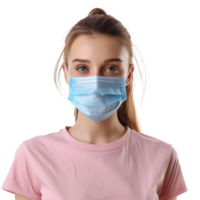 AI generated Girl wearing face mask on transparent background png