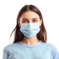 AI generated Girl wearing face mask on transparent background png