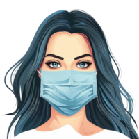 AI generated Girl wearing face mask on transparent background png