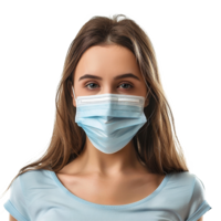 AI generated Girl wearing face mask on transparent background png