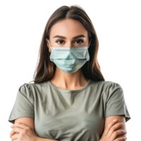 AI generated Girl wearing face mask on transparent background png