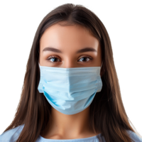 AI generated Girl wearing face mask on transparent background png