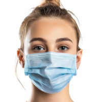 AI generated Girl wearing face mask on transparent background png