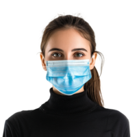 AI generated Girl wearing face mask on transparent background png