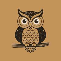 an owl sitting on a branch with big eyes vector
