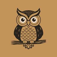 an owl sitting on a branch with big eyes vector