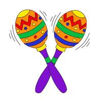Maracas instrument in cartoon vector illustration. On a white isolated background. Cinco de mayo concept icon.