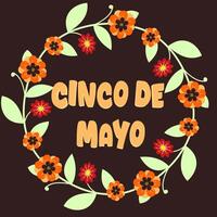 cinco Delaware mayonesa con floral neón versión decoración ilustración aislado antecedentes. cinco Delaware mayonesa concepto icono. vector