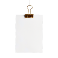 AI generated Blank paper with paper clip isolated on transparent background png